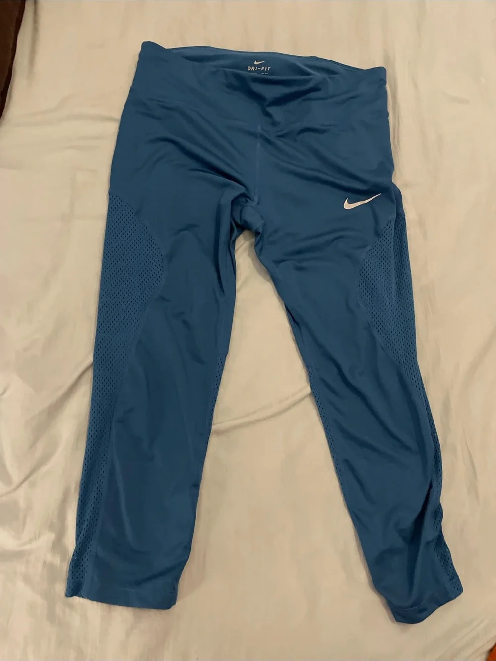 Nike Women’s Dri-FIT Capri Leggings - Blue with White Swoosh